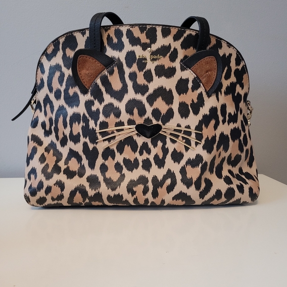 kate spade Handbags - Kate Spade Run Wild Lottie Leopard Print Leather Satchel, VGUC